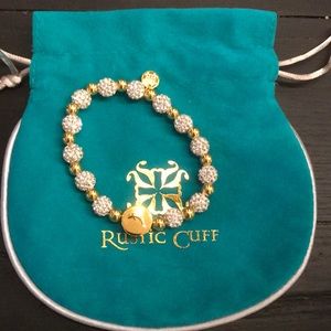 Rustic Cuff Dolphin Cuff. White Sparkle & Gold